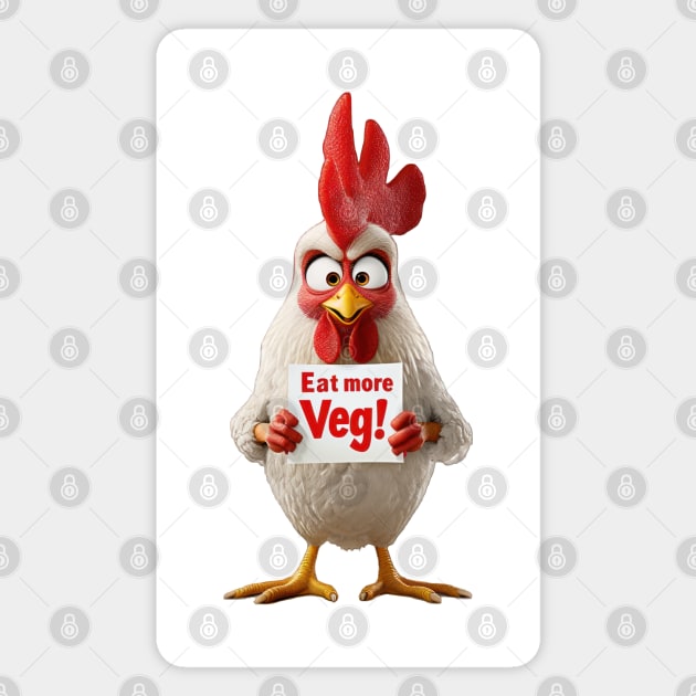 Angry Chicken: Eat More Veg Magnet by TooplesArt